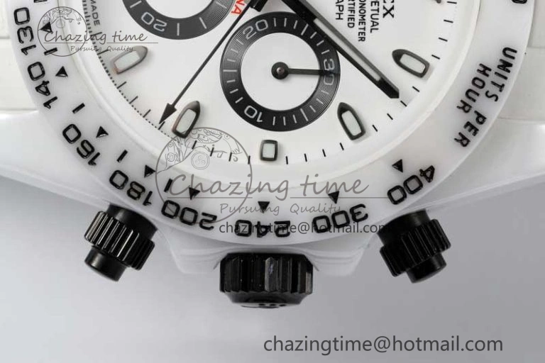 Daytona White Ceramic 5GF Best Edition White Black Dial on White Rubber Strap A Trendsetting 2329