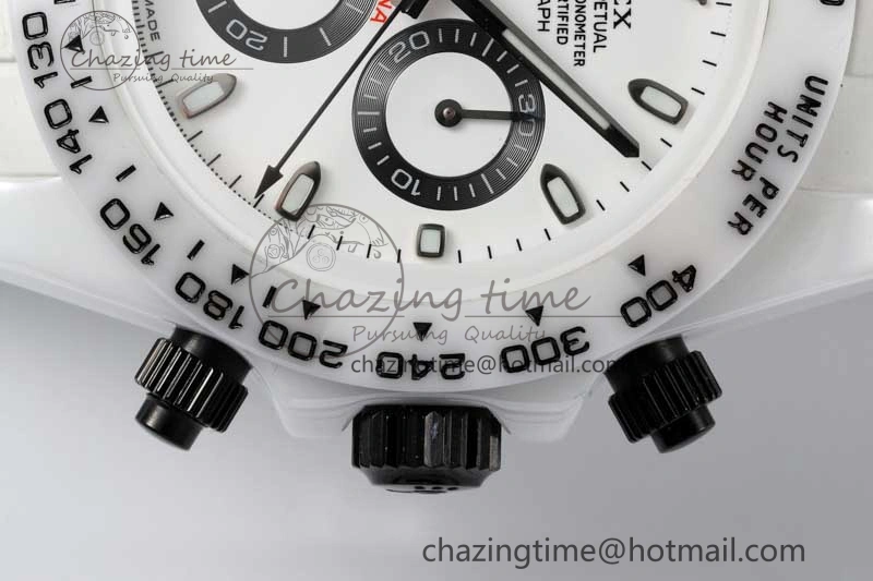 Daytona White Ceramic 5GF Best Edition White Black Dial on White Rubber Strap A Trendsetting 2329