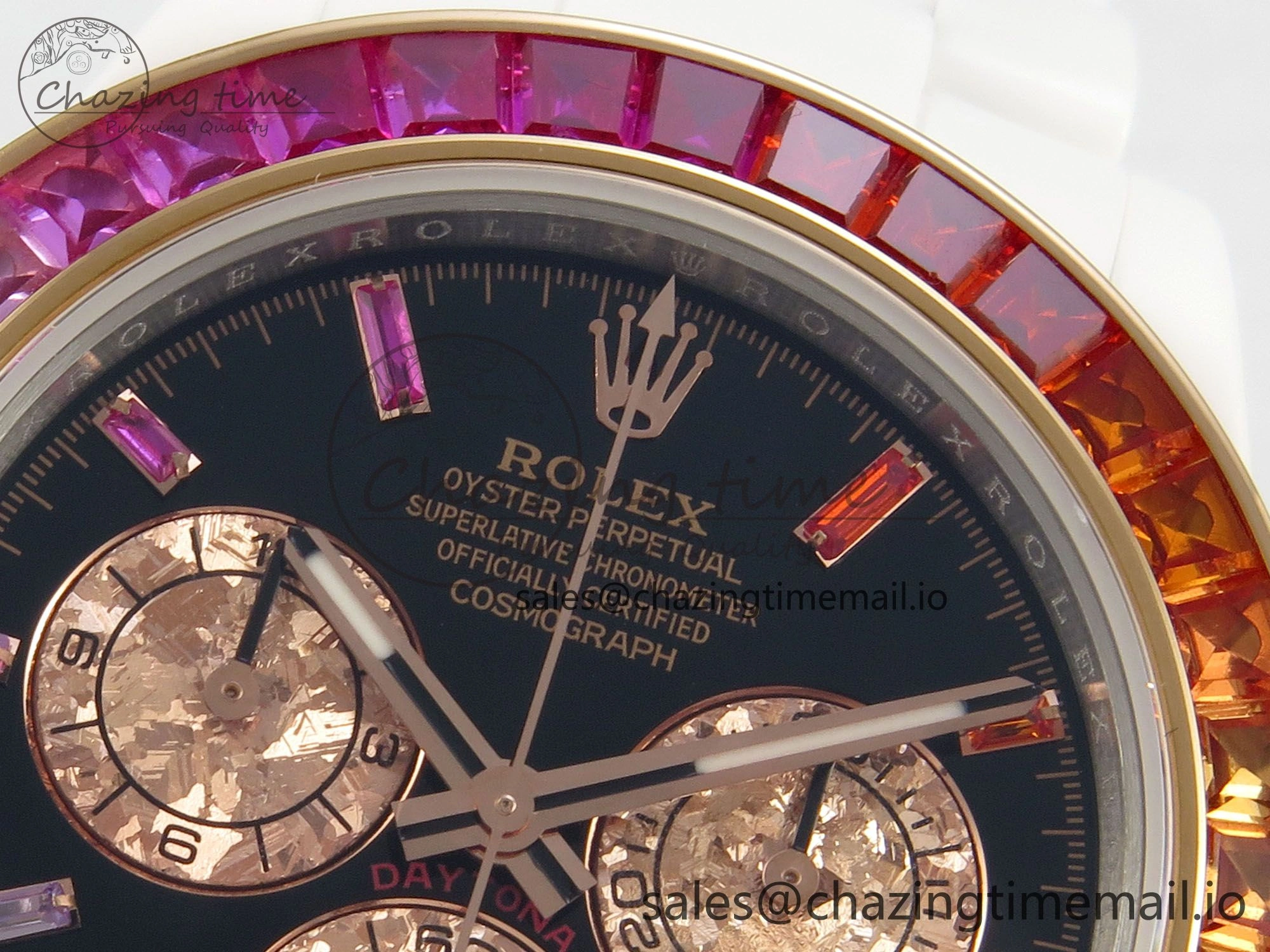 Daytona White Ceramic Case and Bracelet Black Rainbow Dial Rainbow Bezel SONIC Best Edition SA WeatherProof 184
