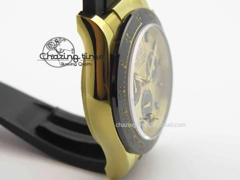 FreshLook Daytona YG 116518LN JH Best Edition Gold Dial On Rubber Strap A4130 (Free XS rubber strap) 3646