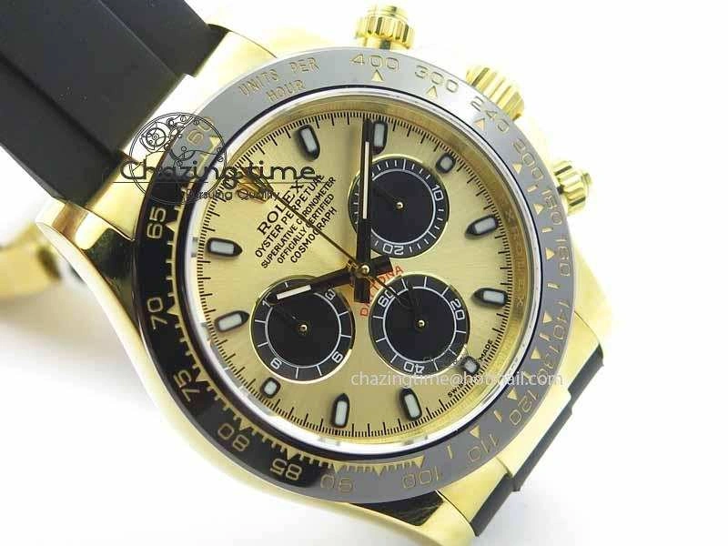 FreshLook Daytona YG 116518LN JH Best Edition Gold Dial On Rubber Strap A4130 (Free XS rubber strap) 3646