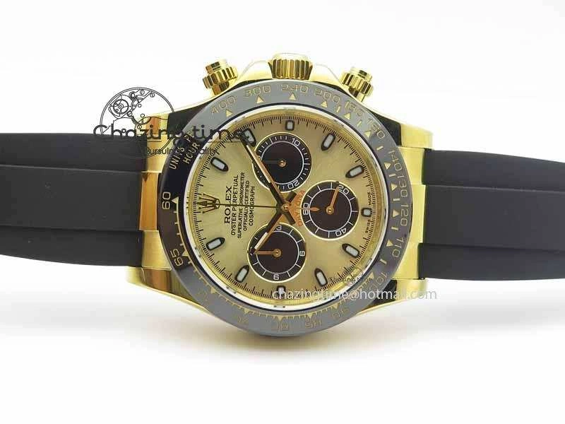 FreshLook Daytona YG 116518LN JH Best Edition Gold Dial On Rubber Strap A4130 (Free XS rubber strap) 3646