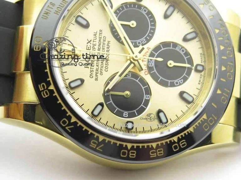 FreshLook Daytona YG 116518LN JH Best Edition Gold Dial On Rubber Strap A4130 (Free XS rubber strap) 3646