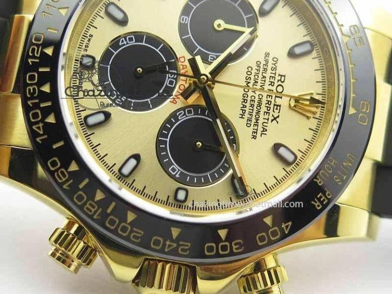 FreshLook Daytona YG 116518LN JH Best Edition Gold Dial On Rubber Strap A4130 (Free XS rubber strap) 3646