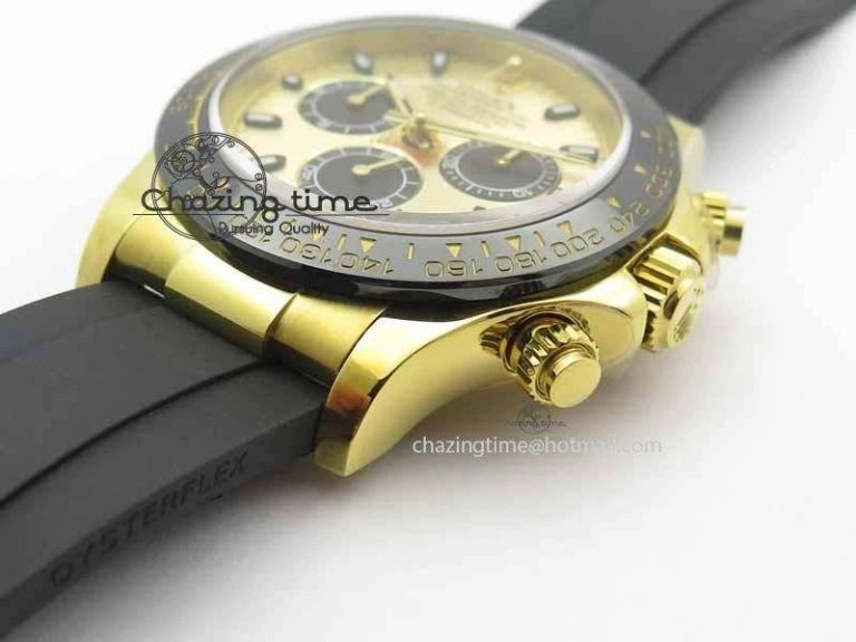 FreshLook Daytona YG 116518LN JH Best Edition Gold Dial On Rubber Strap A4130 (Free XS rubber strap) 3646