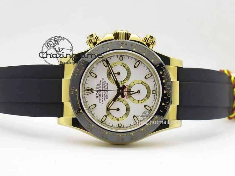 Daytona YG 116518LN JH Best Edition White Dial On Rubber Strap A4130 (Free XS rubber strap) FastDry 3643