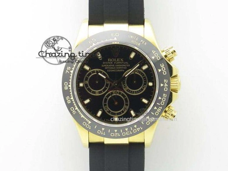 Daytona YG BP Maker All Black Dial Sticks Markers On Rubber Strap A7750@ FashionForward 4011