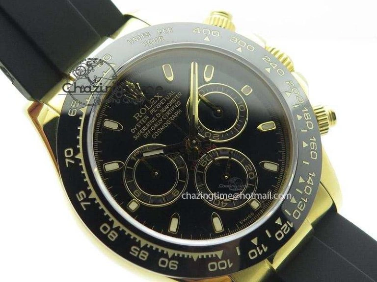 Daytona YG BP Maker All Black Dial Sticks Markers On Rubber Strap A7750@ FashionForward 4011