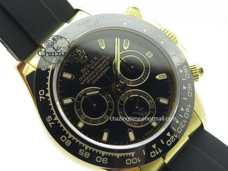 Daytona YG BP Maker All Black Dial Sticks Markers On Rubber Strap A7750@ FashionForward 4011