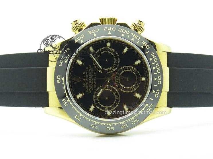 Daytona YG BP Maker All Black Dial Sticks Markers On Rubber Strap A7750@ FashionForward 4011