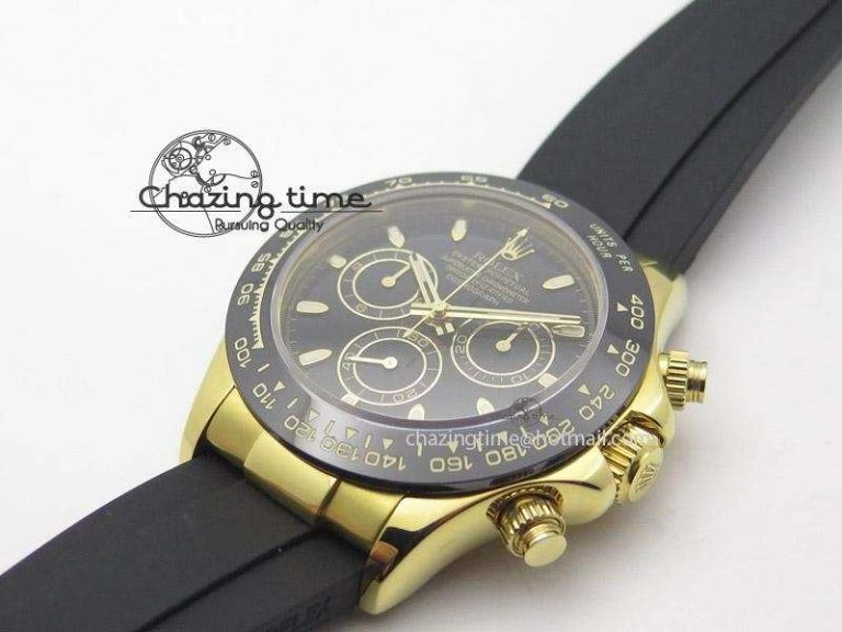 Daytona YG BP Maker All Black Dial Sticks Markers On Rubber Strap A7750@ FashionForward 4011