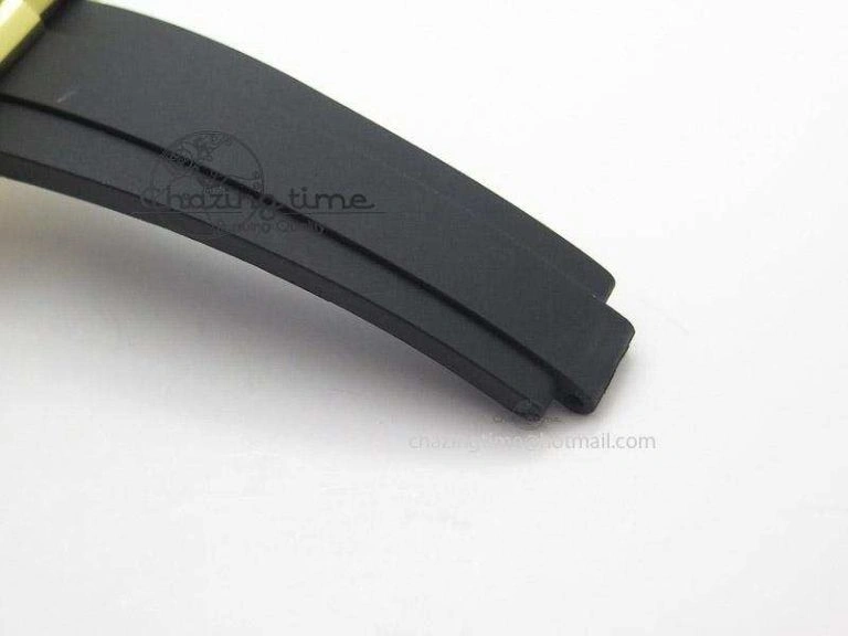 OnTrend Daytona YG BP Maker Black Dial Gold Subdial Sticks Markers On Rubber Strap A7750@ 4013