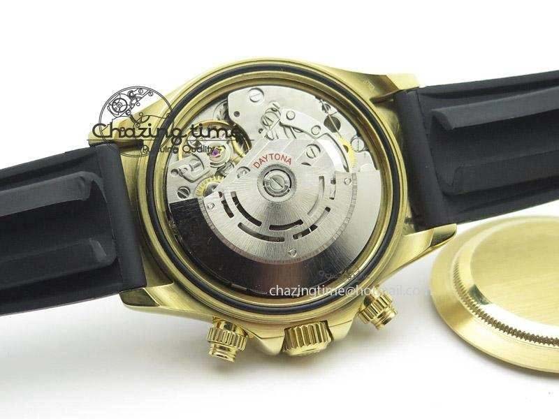 Daytona YG BP Maker Gold Dial Sticks Markers On Rubber Strap A7750@ Bright 4012
