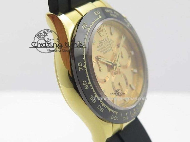 Daytona YG BP Maker Gold Dial Sticks Markers On Rubber Strap A7750@ Bright 4012