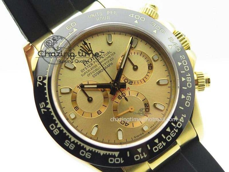 Daytona YG BP Maker Gold Dial Sticks Markers On Rubber Strap A7750@ Bright 4012