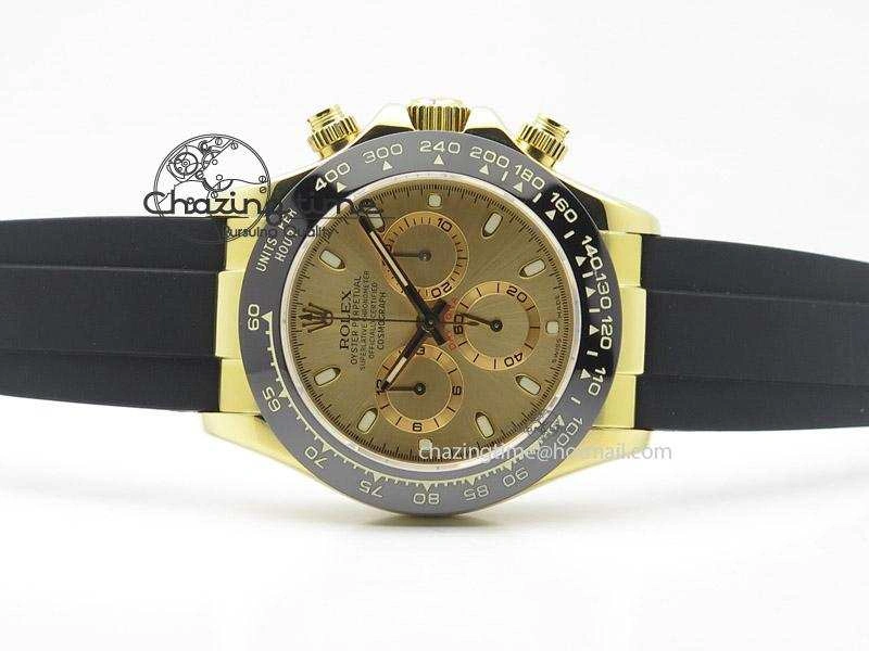 Daytona YG BP Maker Gold Dial Sticks Markers On Rubber Strap A7750@ Bright 4012