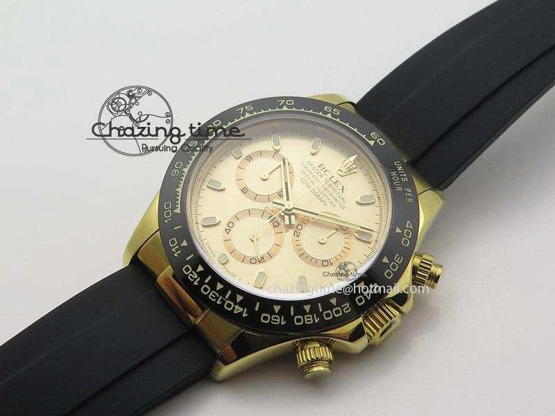 Daytona YG BP Maker Gold Dial Sticks Markers On Rubber Strap A7750@ Bright 4012