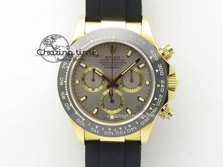 Daytona YG BP Maker Grey Dial Sticks Markers On Rubber Strap A7750@ SmoothTexture 4010