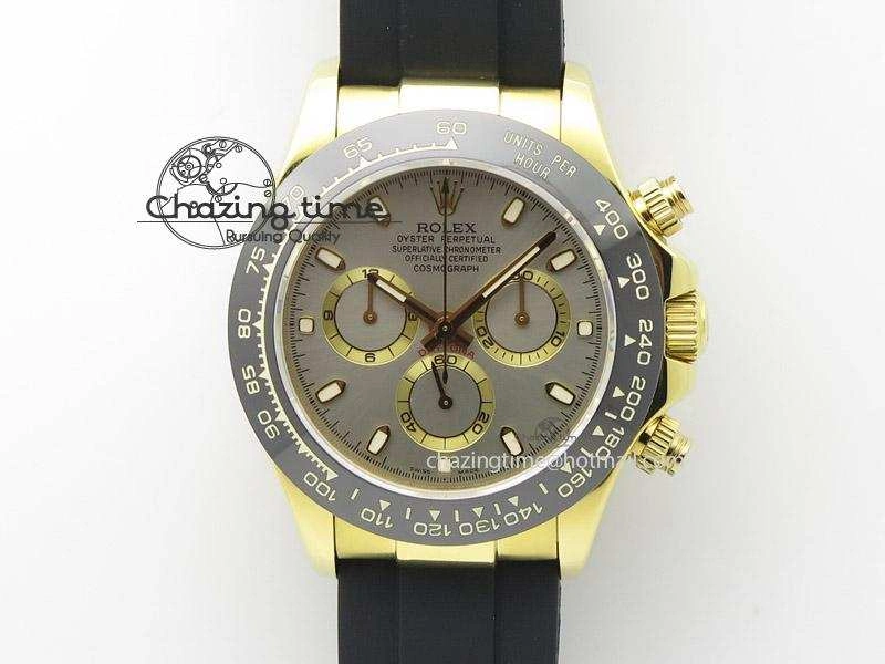 Daytona YG BP Maker Grey Dial Sticks Markers On Rubber Strap A7750@ SmoothTexture 4010