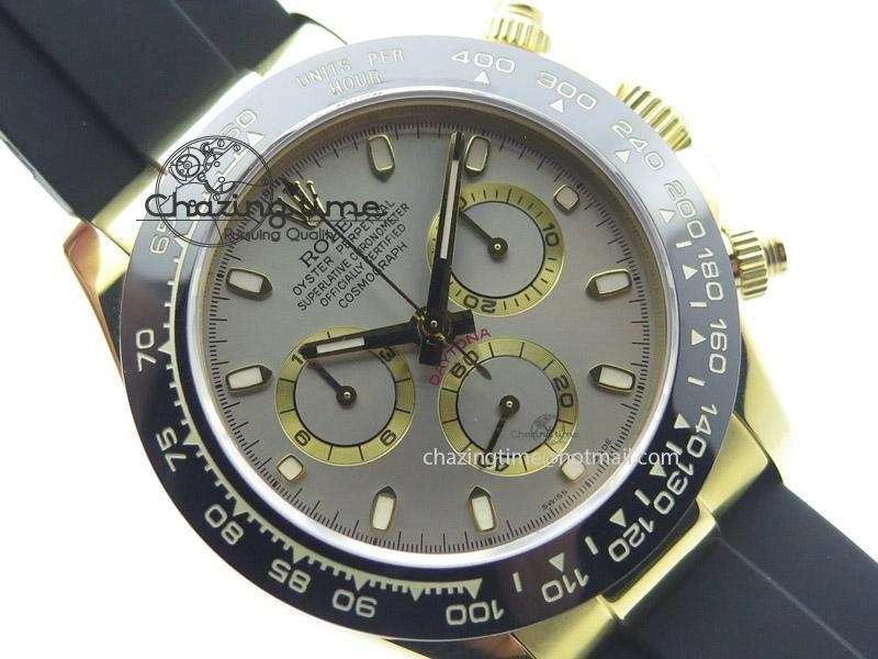 Daytona YG BP Maker Grey Dial Sticks Markers On Rubber Strap A7750@ SmoothTexture 4010