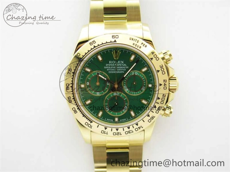 GoAnywhere Daytona YG KKF 1:1 Best Edition 904L Steel Green Dial on YG Bracelet A 2451
