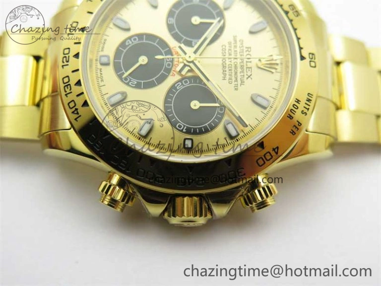 Daytona YG KKF 1:1 Best Edition 904L Steel YG Black Dial on YG Bracelet A DailyWear 2452