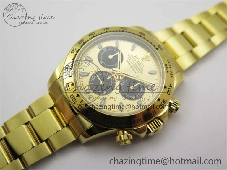 Daytona YG KKF 1:1 Best Edition 904L Steel YG Black Dial on YG Bracelet A DailyWear 2452