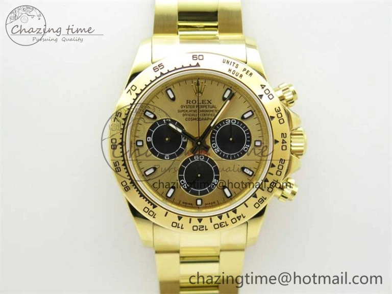 Daytona YG KKF 1:1 Best Edition 904L Steel YG Black Dial on YG Bracelet A DailyWear 2452