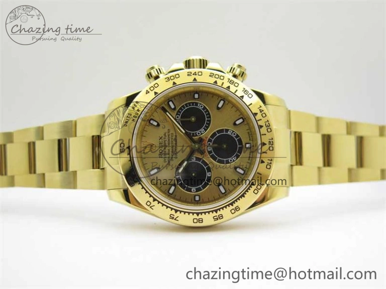 Daytona YG KKF 1:1 Best Edition 904L Steel YG Black Dial on YG Bracelet A DailyWear 2452