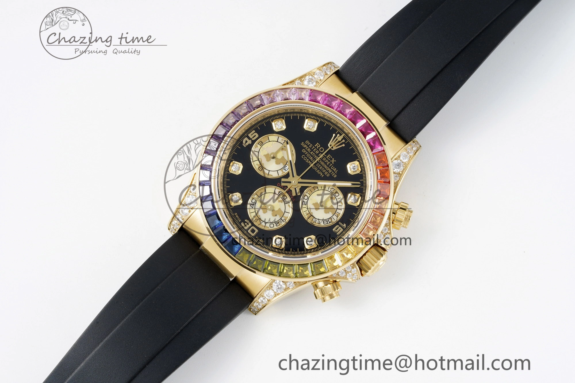 Daytona YG Rainbow Diamonds Bezel JVSF 1:1 Best Edition 904L Steel White Panda Dial on Oysterflex Strap A WaterResistant 2241