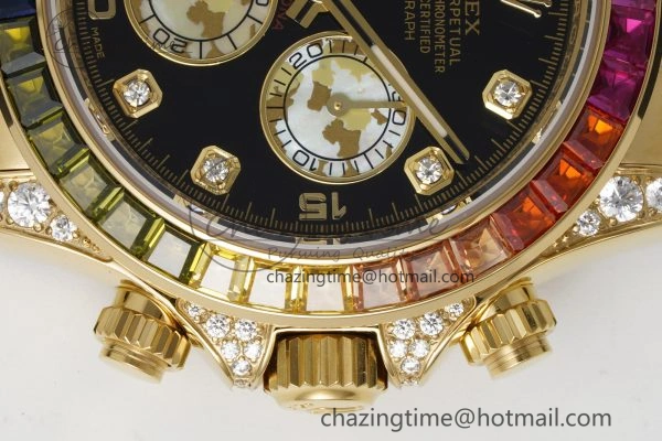 Daytona YG Rainbow Diamonds Bezel JVSF 1:1 Best Edition 904L Steel White Panda Dial on Oysterflex Strap A WaterResistant 2241