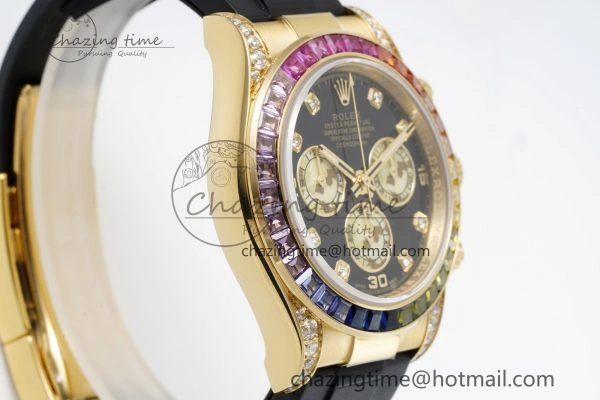 Daytona YG Rainbow Diamonds Bezel JVSF 1:1 Best Edition 904L Steel White Panda Dial on Oysterflex Strap A WaterResistant 2241
