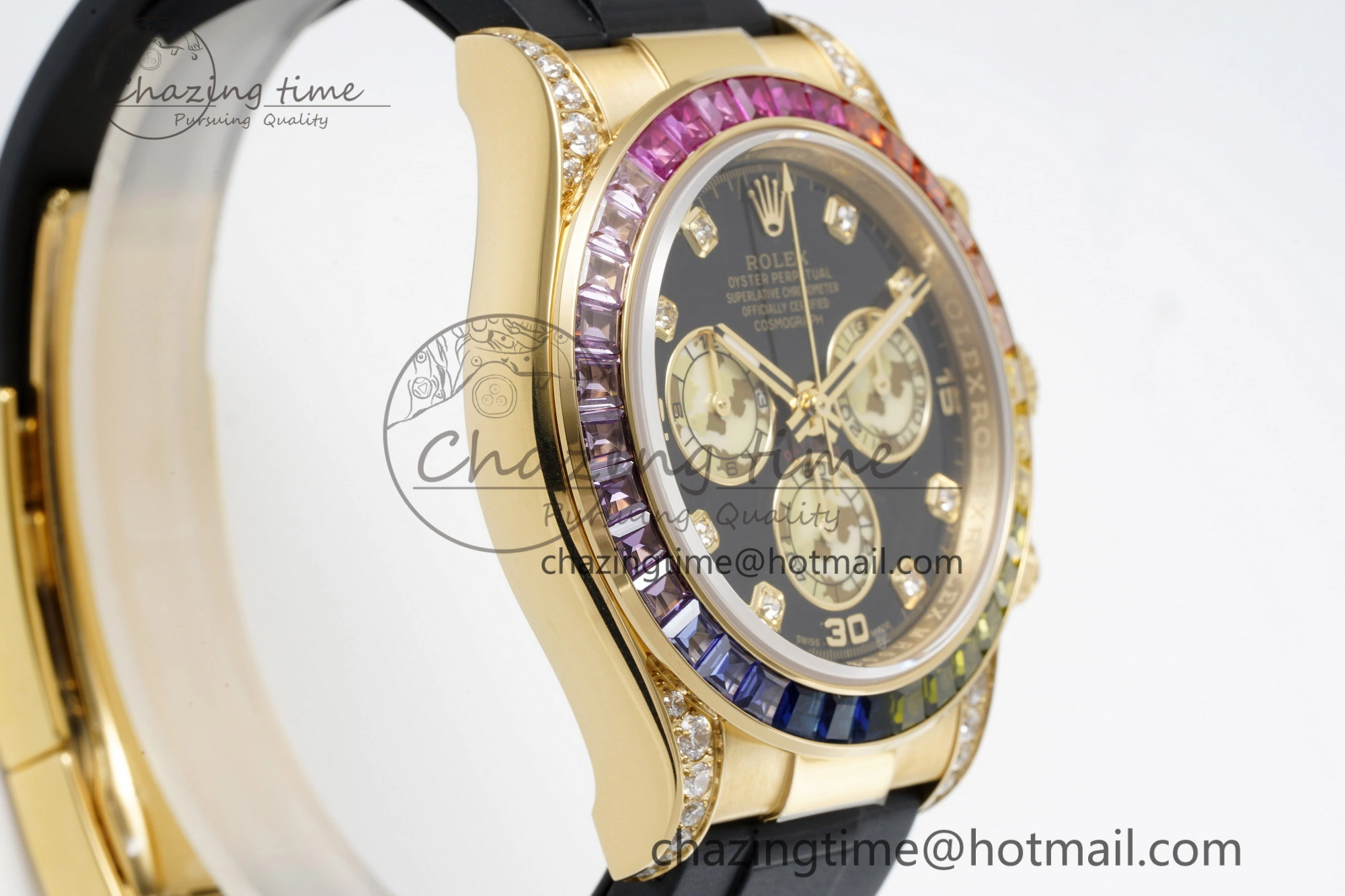 Daytona YG Rainbow Diamonds Bezel JVSF 1:1 Best Edition 904L Steel White Panda Dial on Oysterflex Strap A WaterResistant 2241