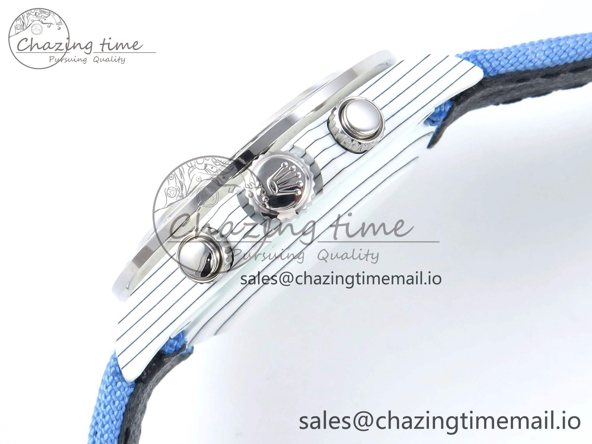 Daytona ZIF REMOULD White Carbon GETF Best Edition Blue Skeleton Dial Diamonds Bezel on Blue Nylon Strap DD Snug 365