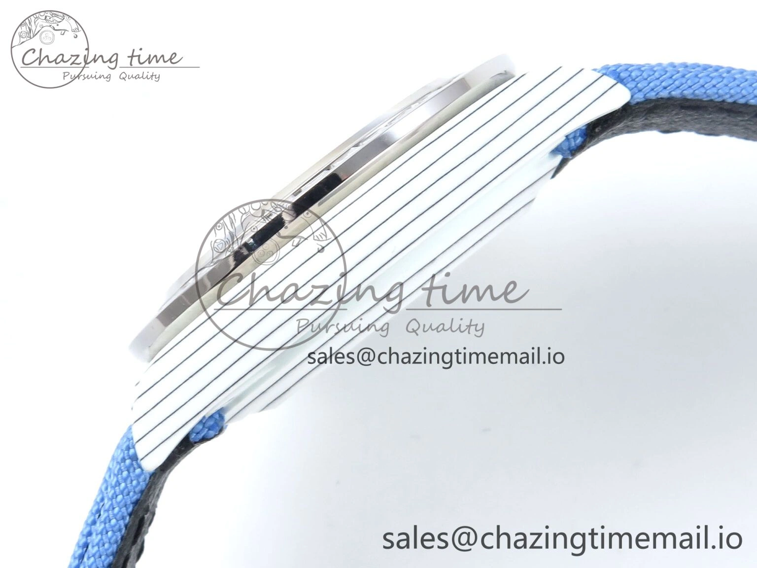 Daytona ZIF REMOULD White Carbon GETF Best Edition Blue Skeleton Dial Diamonds Bezel on Blue Nylon Strap DD Snug 365