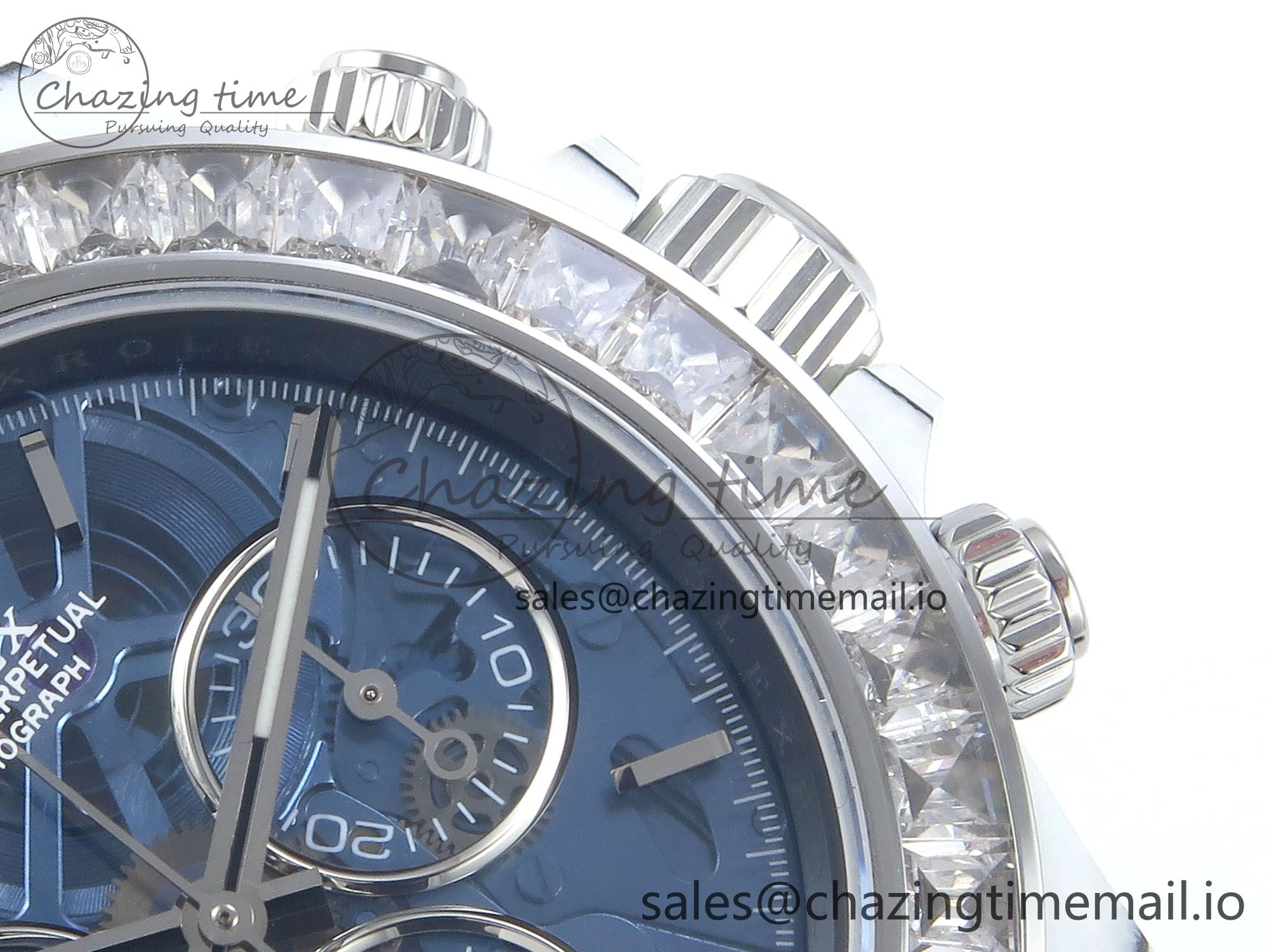 Daytona ZIF REMOULD White Carbon SONIC Best Edition Blue Skeleton Dial Diamonds Bezel on Blue Nylon Strap SA FreshLook 364