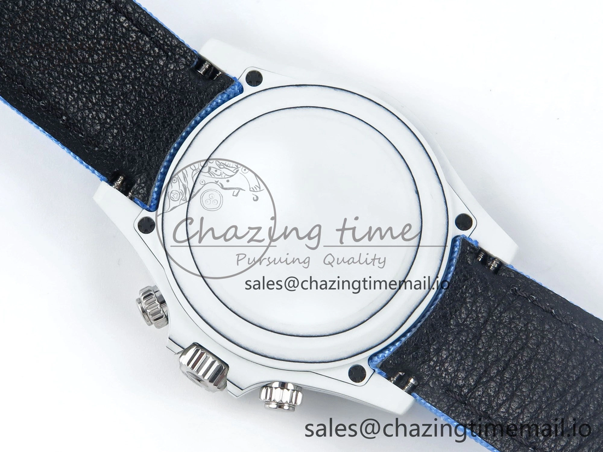 Daytona ZIF REMOULD White Carbon SONIC Best Edition Blue Skeleton Dial Diamonds Bezel on Blue Nylon Strap SA FreshLook 364
