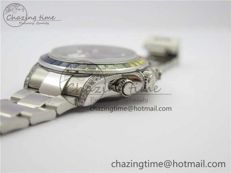 Daytona116599RBOW SS  Rainbow Crystal BLF Best Edition Black Dial on SS Bracelet A Unique 3174