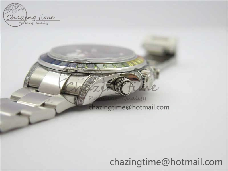 Daytona116599RBOW SS  Rainbow Crystal BLF Best Edition Black Dial on SS Bracelet A Unique 3174
