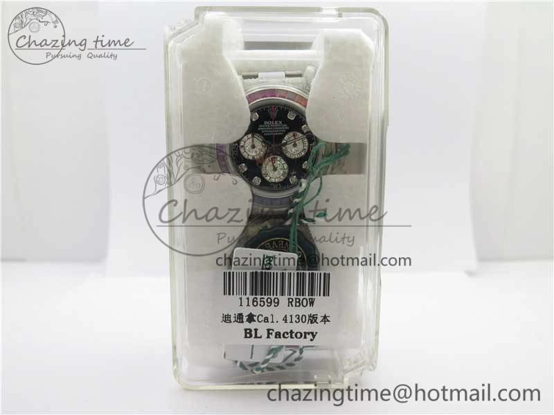 Daytona116599RBOW SS  Rainbow Crystal BLF Best Edition Black Dial on SS Bracelet A Unique 3174