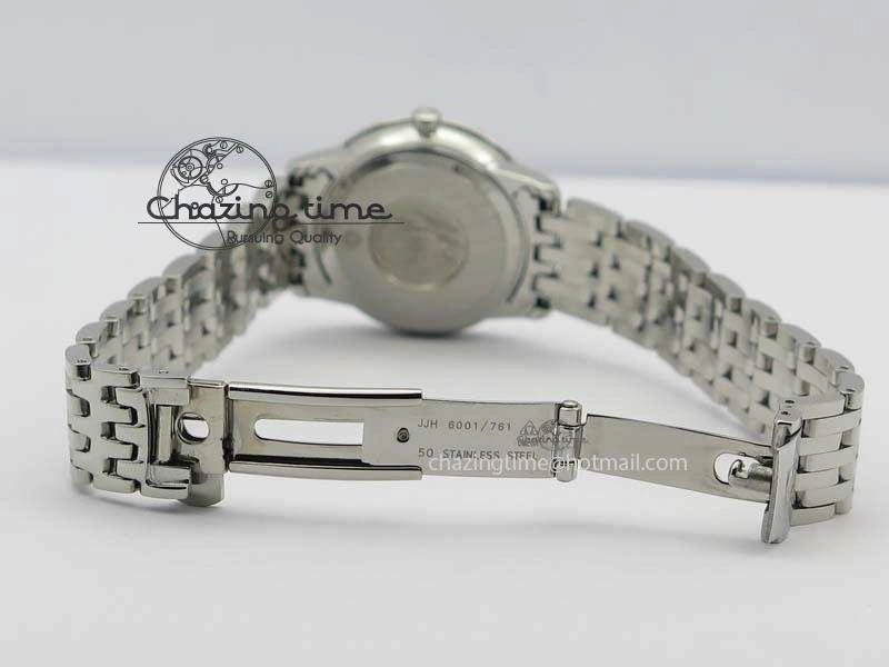 Trendsetting De Ville 27mm Ladies MK 1:1 Best Edition Blue Dial Diamond Markers On SS Bracelet Ronda Quartz 8189