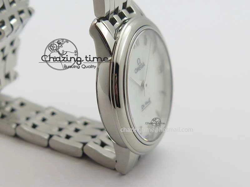 WaterResistant De Ville 27mm Ladies MK 1:1 Best Edition White MOP Dial On SS Bracelet Ronda Quartz 8191