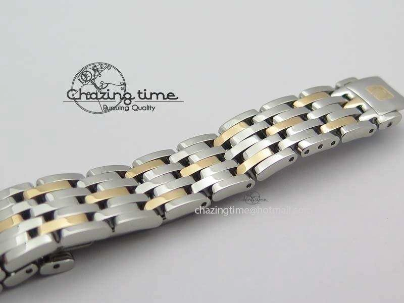 De Ville 27mm SS RG Ladies MK 1:1 Best Edition Blue Dial Diamond Markers On SS Bracelet Ronda Quartz ComfortFit 8188