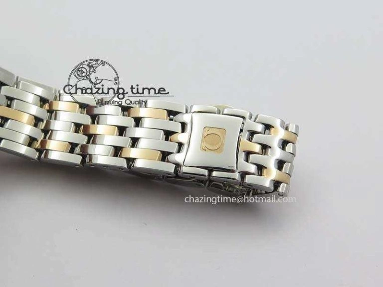 De Ville 27mm SS RG Ladies MK 1:1 Best Edition Blue Dial Diamond Markers On SS Bracelet Ronda Quartz ComfortFit 8188
