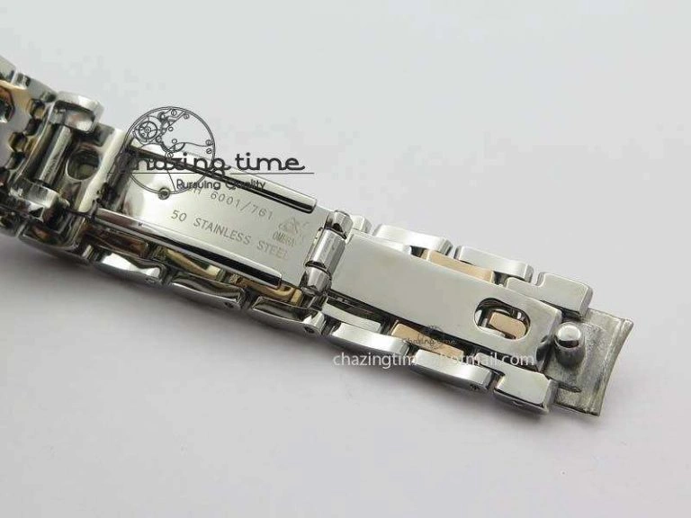 De Ville 27mm SS RG Ladies MK 1:1 Best Edition Blue Dial Diamond Markers On SS Bracelet Ronda Quartz ComfortFit 8188