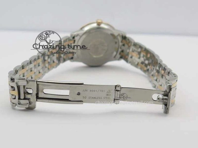 De Ville 27mm SS RG Ladies MK 1:1 Best Edition Blue Dial Diamond Markers On SS Bracelet Ronda Quartz ComfortFit 8188