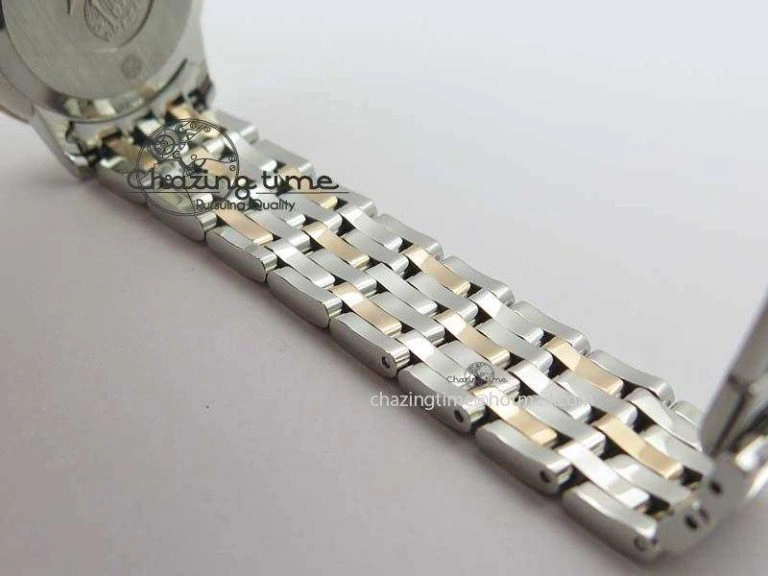 De Ville 27mm SS RG Ladies MK 1:1 Best Edition White MOP Dial Diamond Markers On SS Bracelet Ronda Quartz MultiPurpose 8198