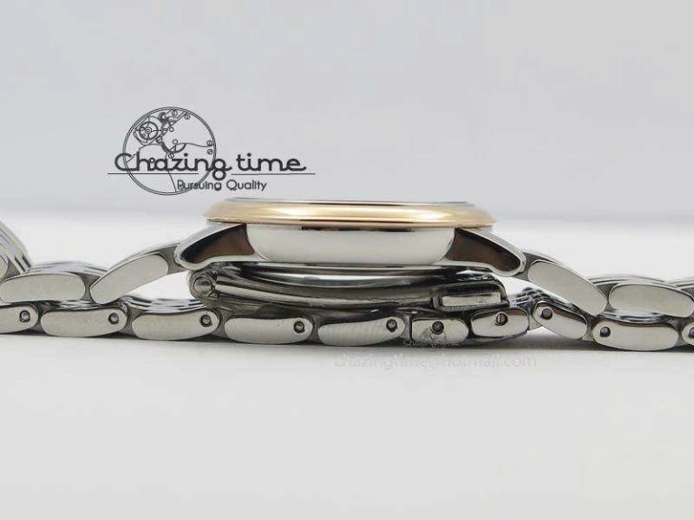 WrinkleFree De Ville 27mm SS RG Ladies MK 1:1 Best Edition White MOP Dial On SS Bracelet Ronda Quartz 8196