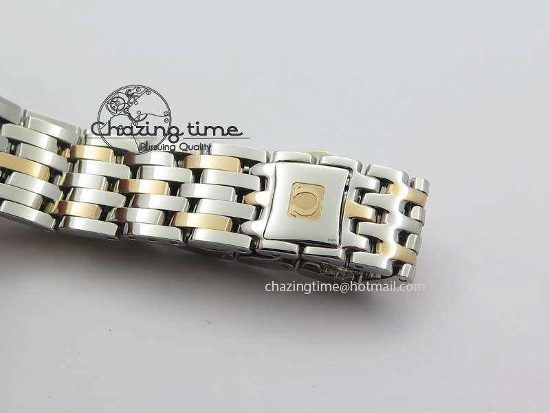 WrinkleFree De Ville 27mm SS RG Ladies MK 1:1 Best Edition White MOP Dial On SS Bracelet Ronda Quartz 8196