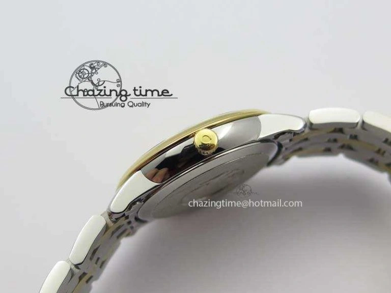 GoodFit De Ville 27mm SS YG Ladies MK 1:1 Best Edition Blue Dial Diamond Markers On SS Bracelet Ronda Quartz 8186